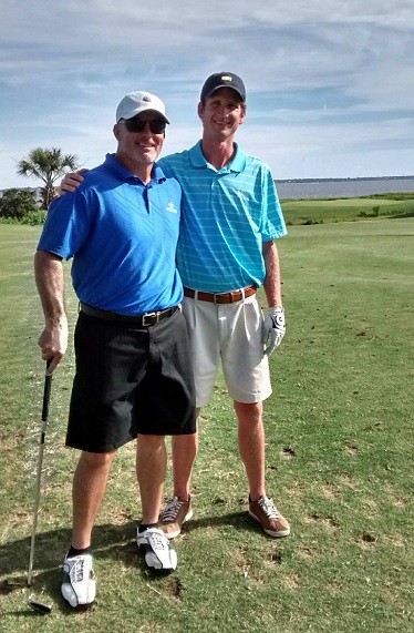 Kevin Dixon, Winyah Pharmacy, and Matthew Stanley, Preferred Care Pharmaceutical Services, at the golf tournament.